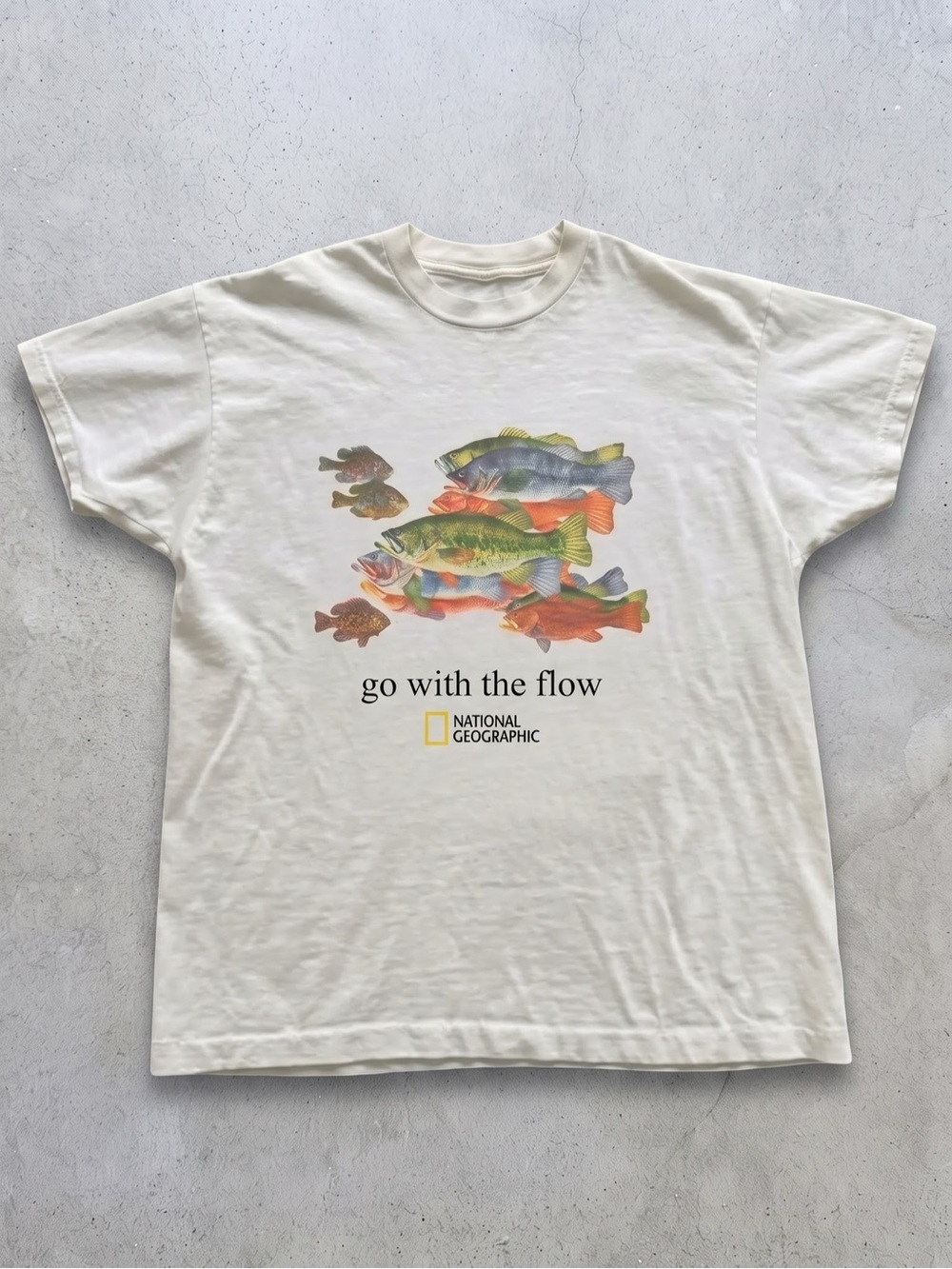 Gildan White Tee with Multicolor Fish
Graphic